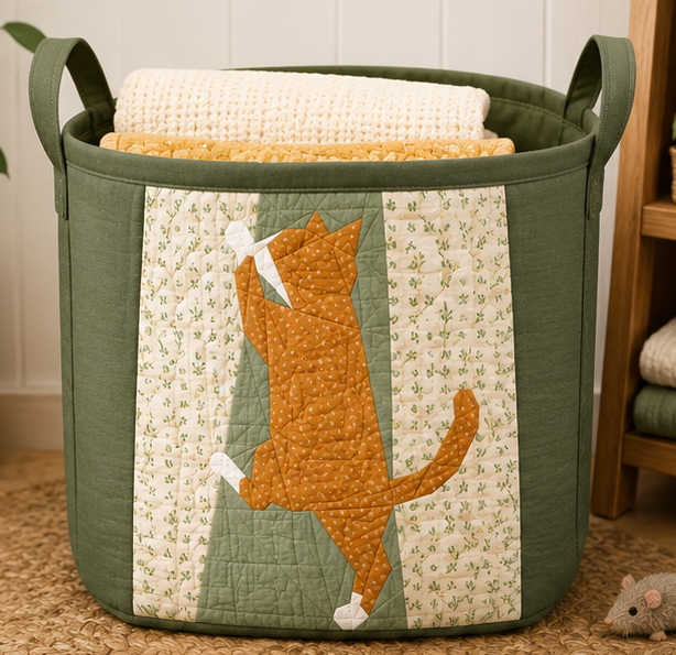 Full Bobbin Designs Cat Curtain Climber foundation paper piecing quilt block