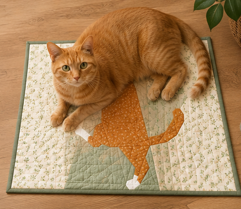 Full Bobbin Designs Cat Curtain Climber foundation paper piecing quilt block
