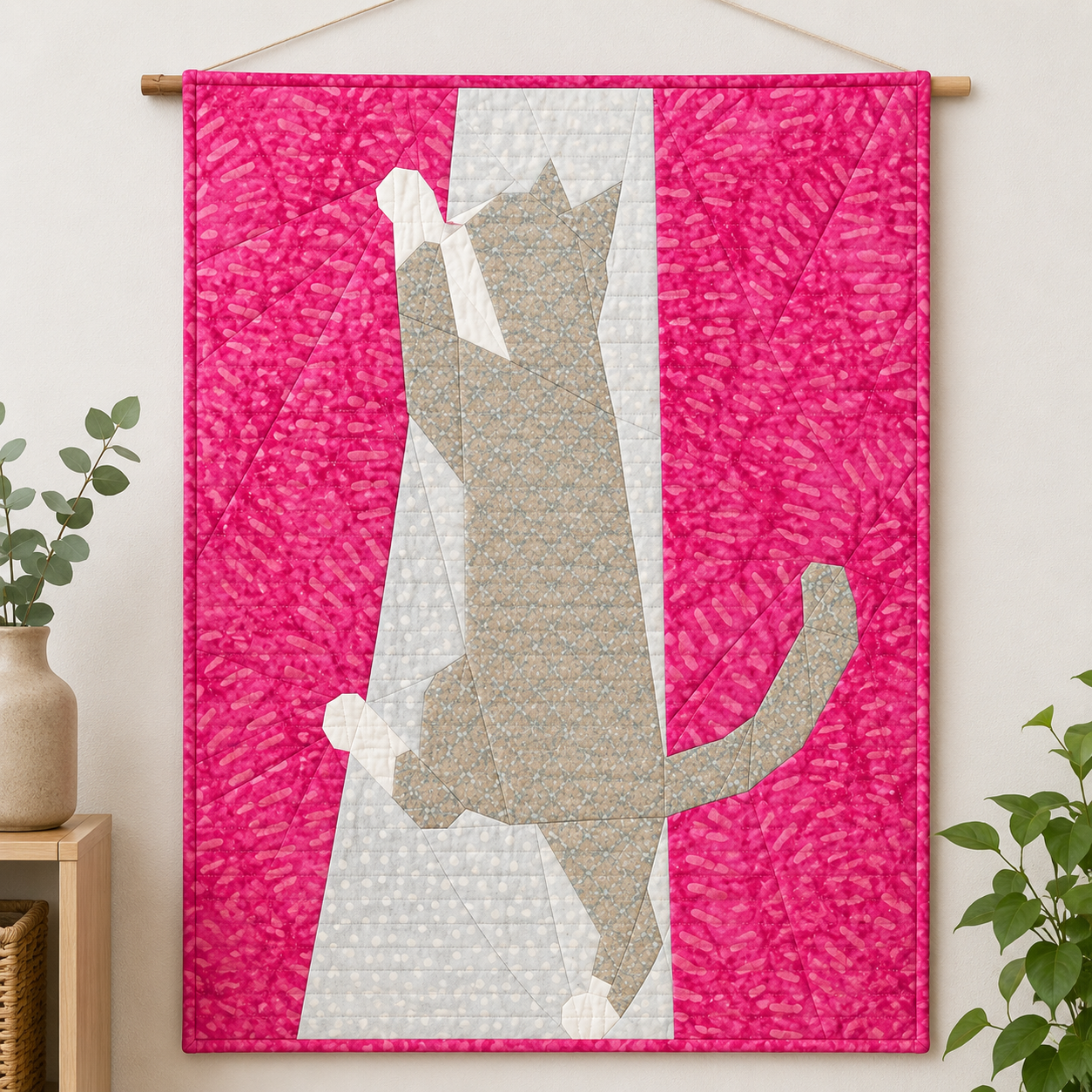 Full Bobbin Designs Cat Curtain Climber foundation paper piecing quilt block