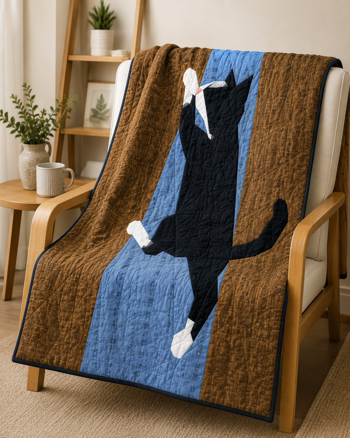 Full Bobbin Designs Cat Curtain Climber foundation paper piecing quilt block