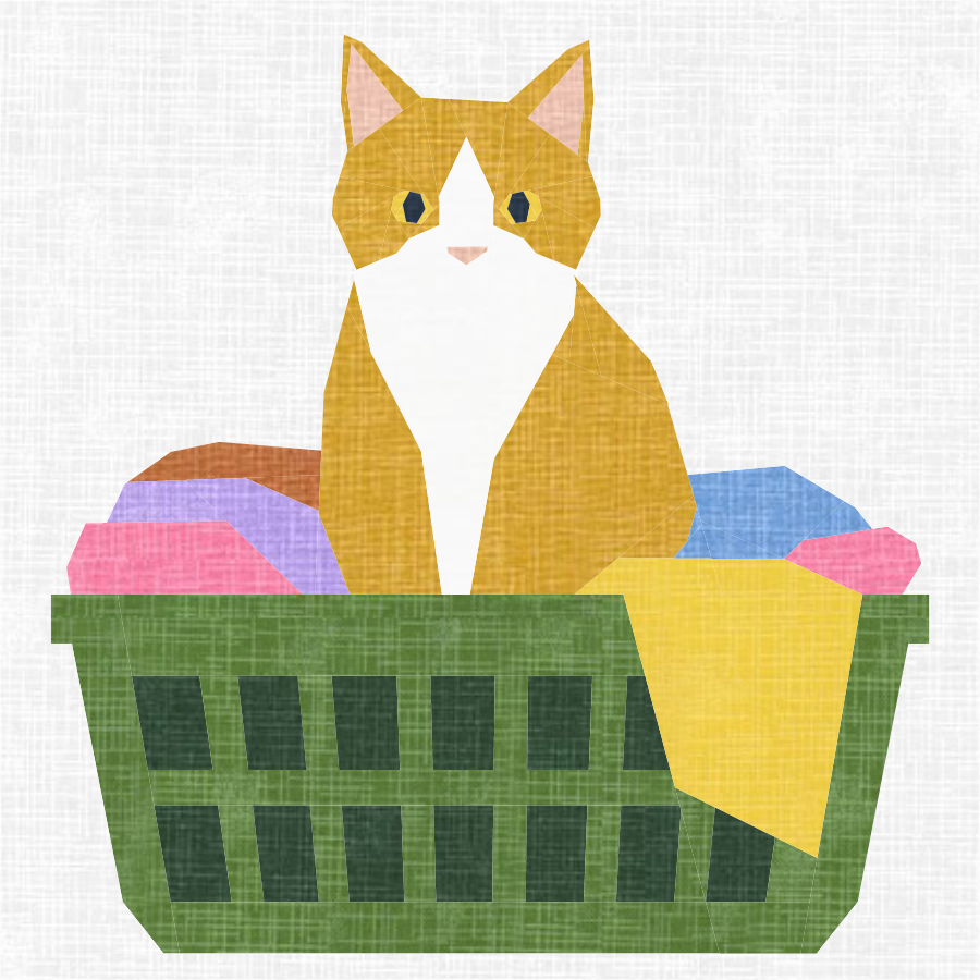 Full Bobbin Designs Cat Laundry Helper  quilt block foundation paper piecing