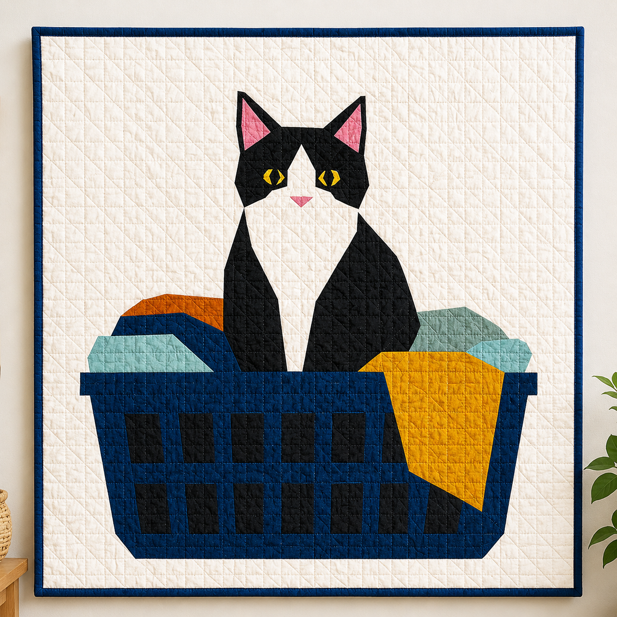 Full Bobbin Designs Cat Laundry Helper  quilt block foundation paper piecing