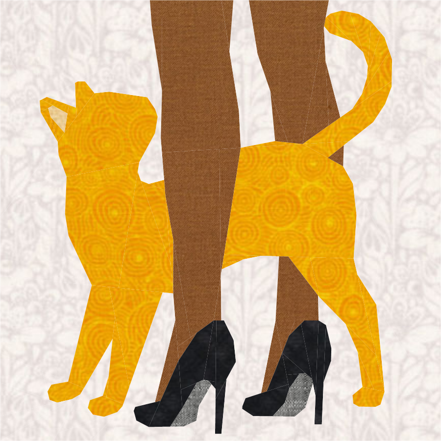 Cat Figure Eight – FPP Foundation Paper Piecing – 5 Sizes – PDF