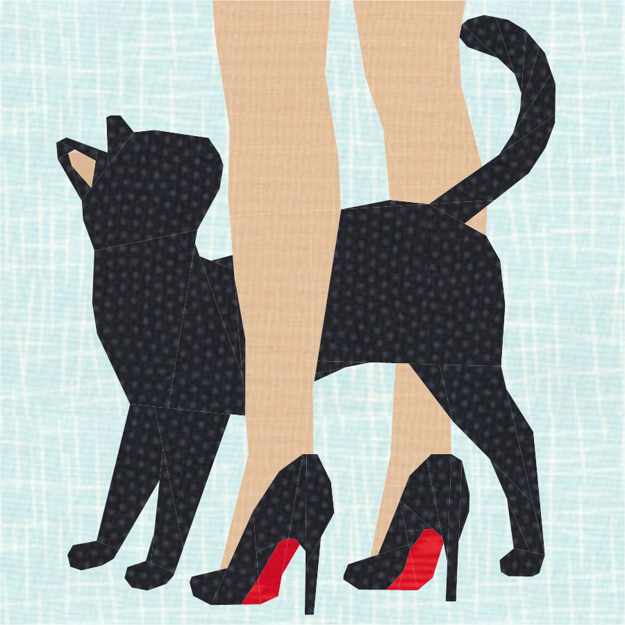 Cat Figure Eight – FPP Foundation Paper Piecing – 5 Sizes – PDF