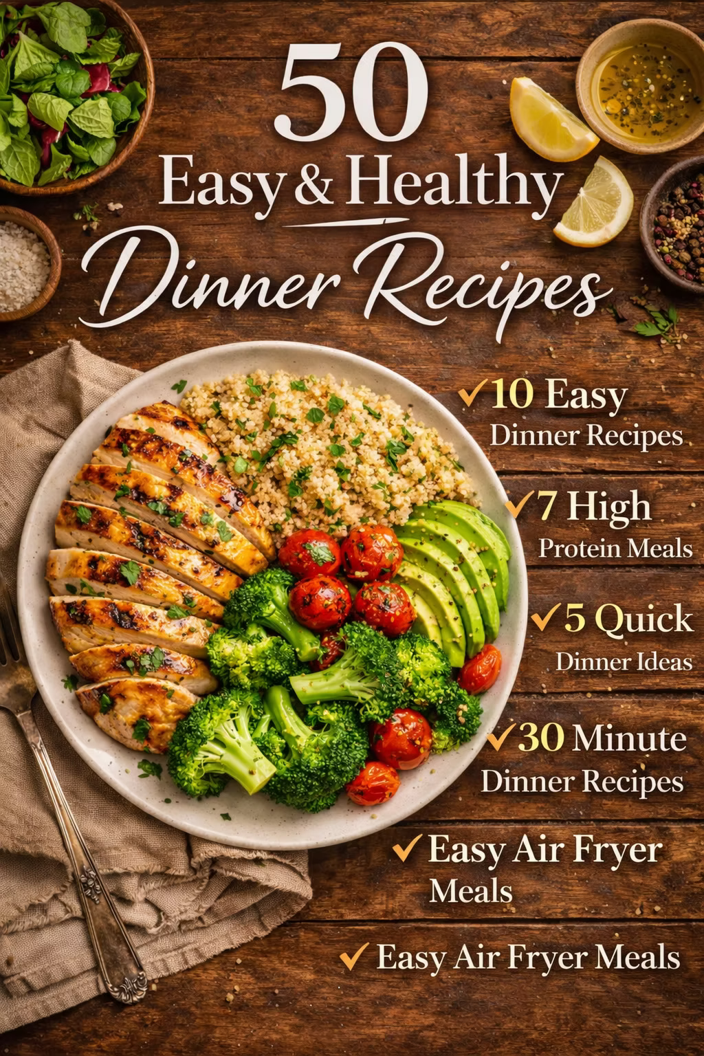 50 Healthy Dinner Recipes for Busy Women – Air Fryer & 30-Min Meals PDF