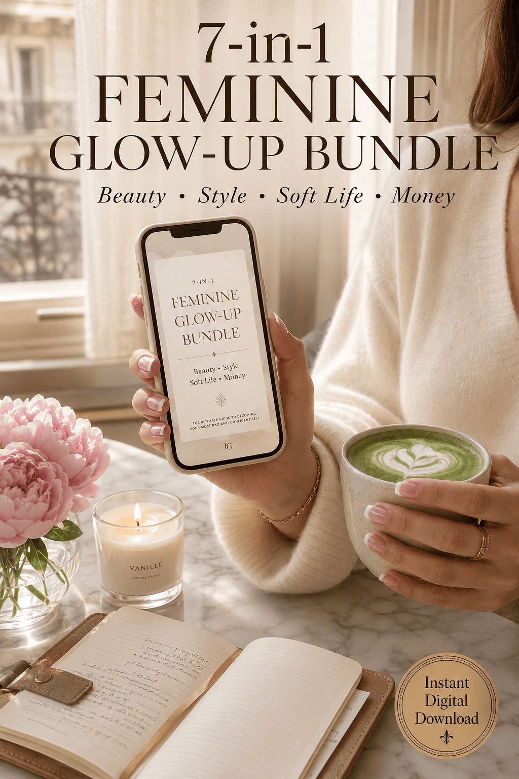 7-in-1 Feminine Glow-Up Bundle PDF | Beauty, Soft Life, Style, Money & Self-Care Guides for Women