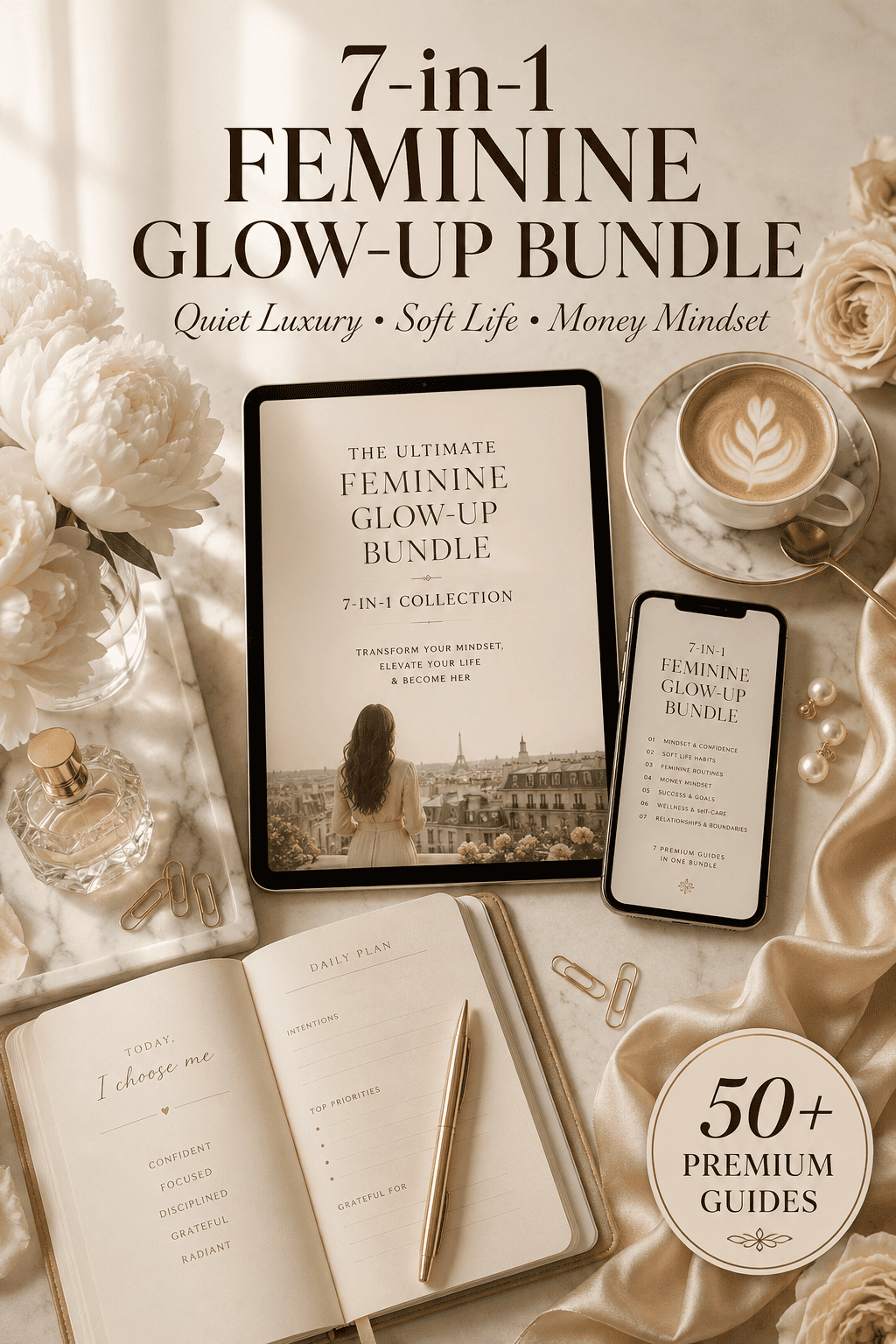 7-in-1 Feminine Glow-Up Bundle PDF | Beauty, Soft Life, Style, Money & Self-Care Guides for Women