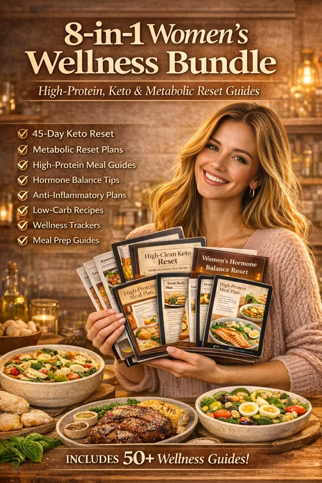 8-in-1 Womens Wellness Bundle | Keto, High-Protein, Hormone Balance & Meal Prep PDF Guides for Women