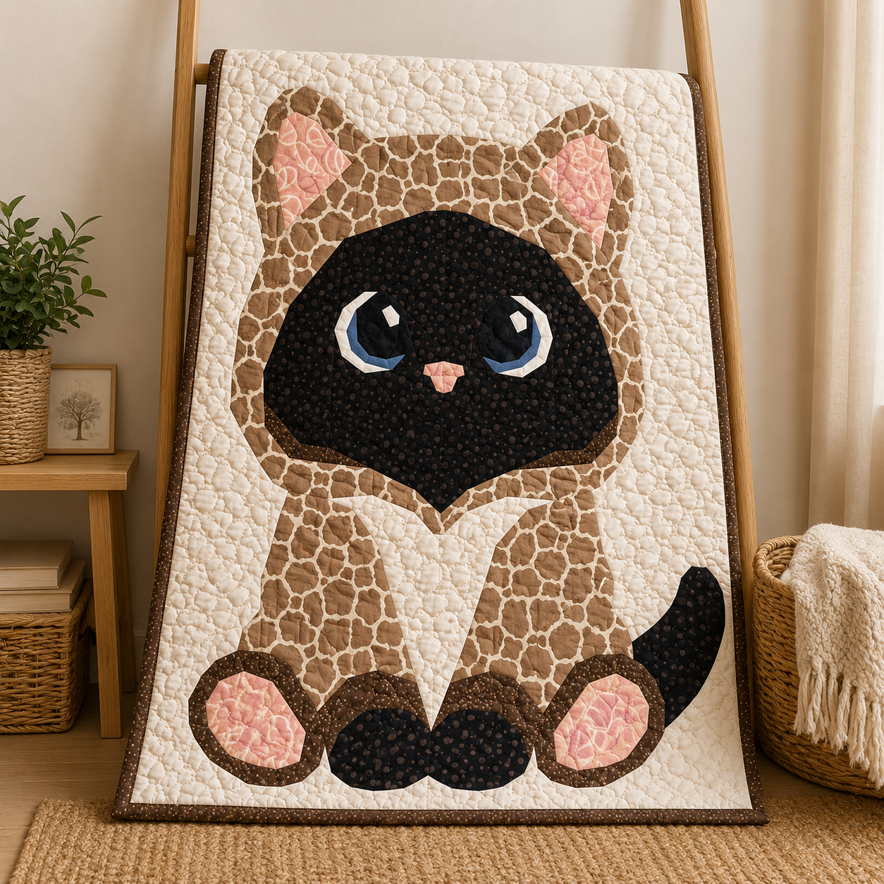 Full Bobbin Designs PurrJamas Foundation Paper Piecing Pattern (FPP), Quilt Block