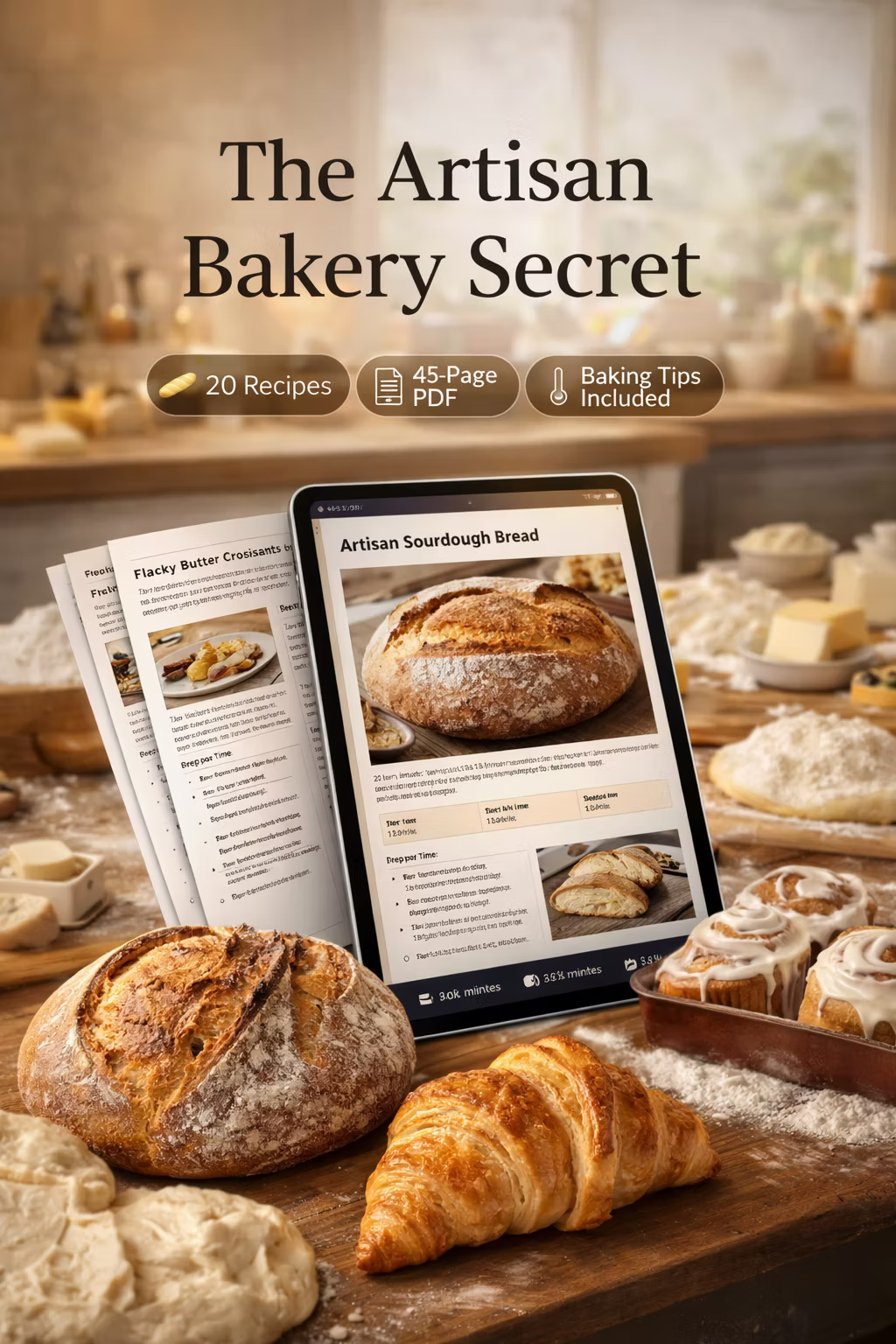 Artisan Bakery Cookbook PDF: 20 Sourdough, Pastries & Bread Recipes for Home Bakers