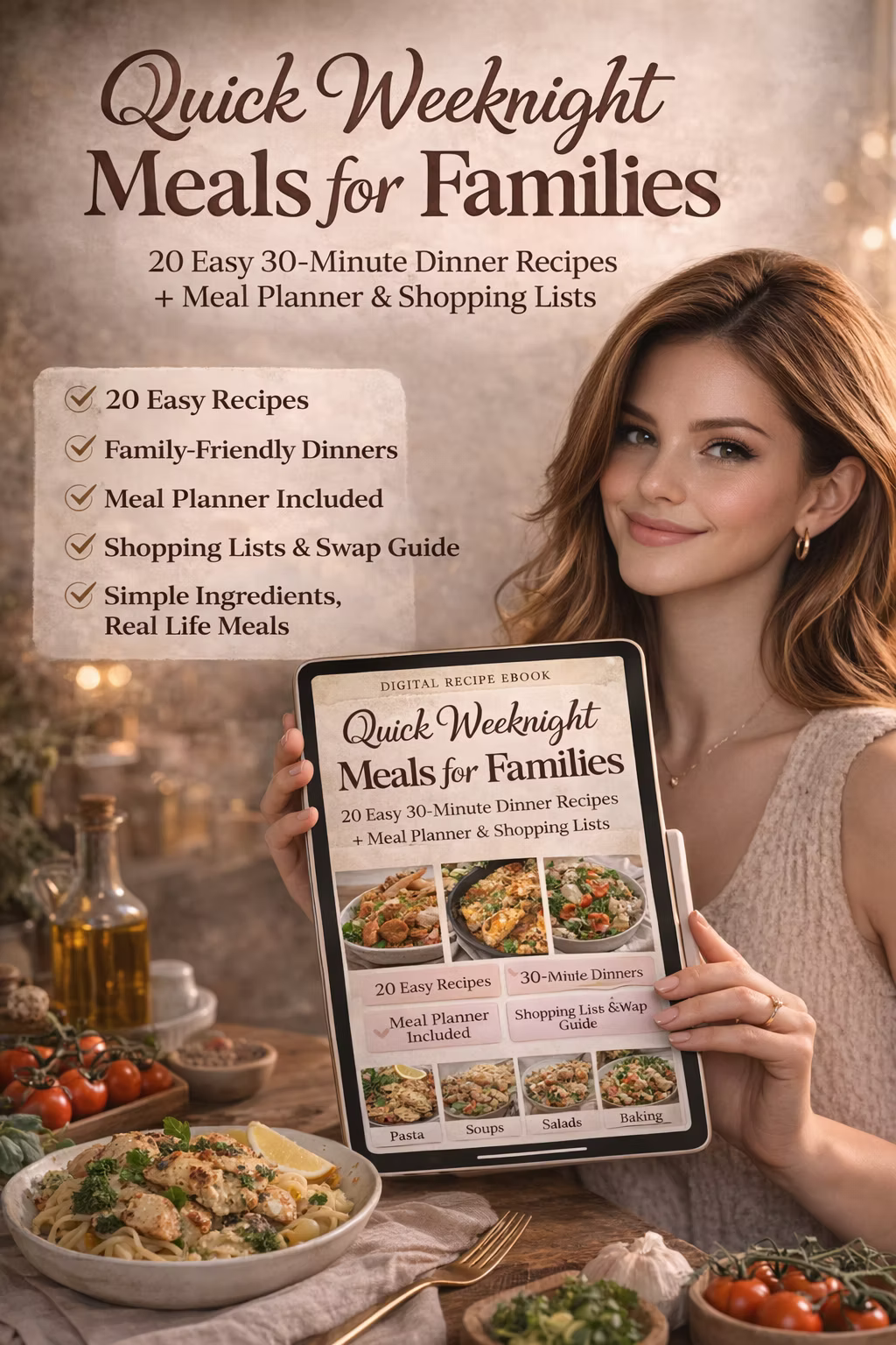 Easy 30-Minute Family Dinners: 20 One-Pan Recipes for Busy Moms | Digital PDF