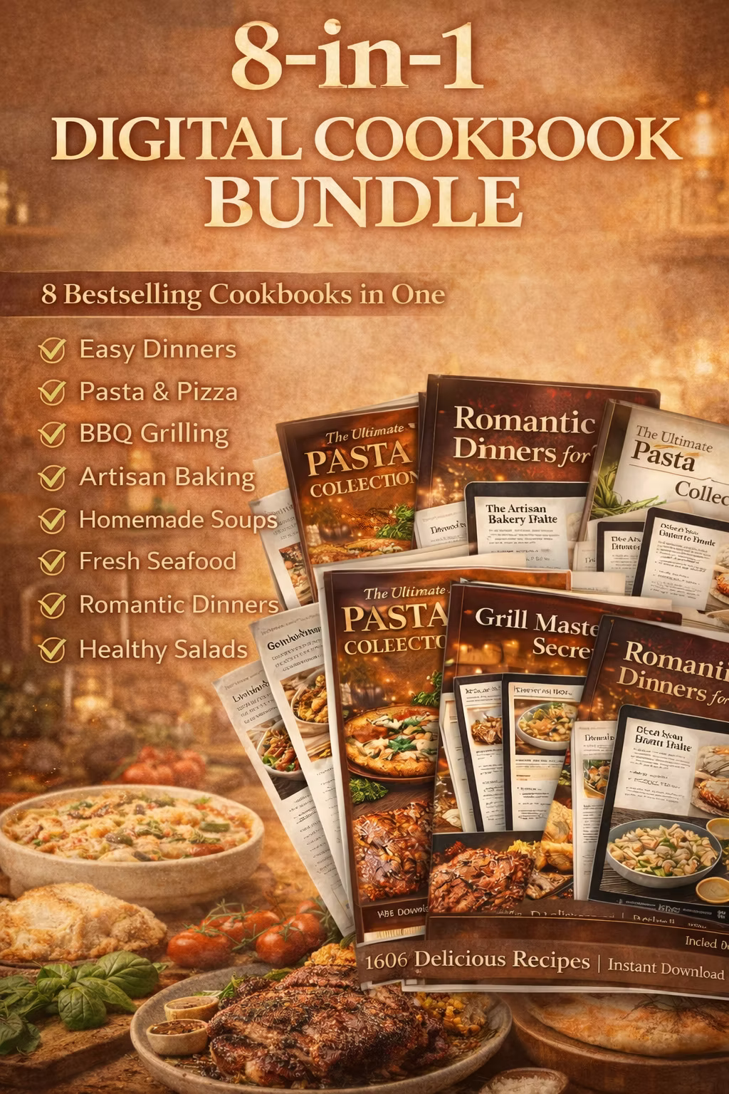 Ultimate Digital Cookbook Bundle: 160+ Easy Recipes — Pasta, Pizza, BBQ & More PDF