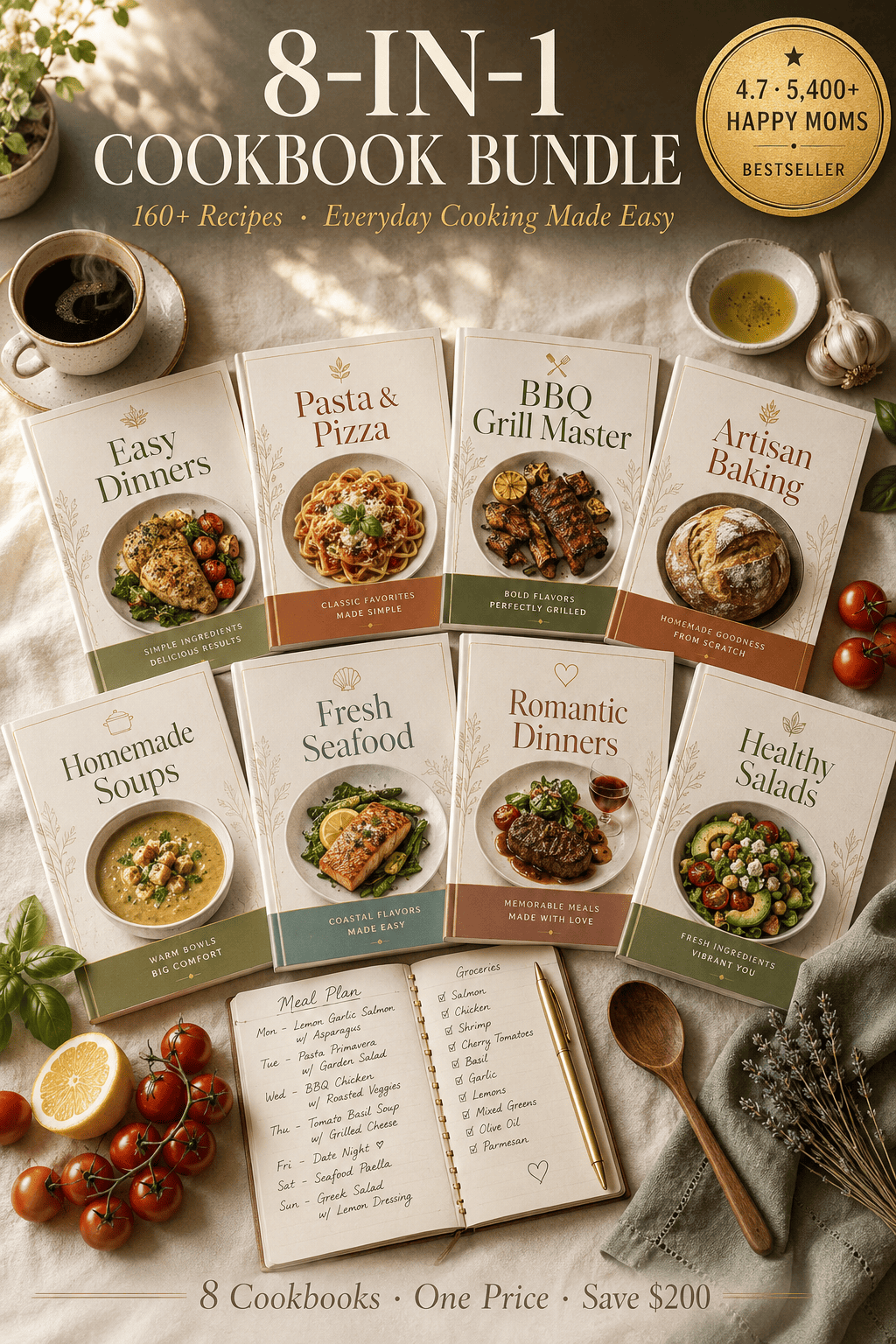 Ultimate Digital Cookbook Bundle: 160+ Easy Recipes — Pasta, Pizza, BBQ & More PDF