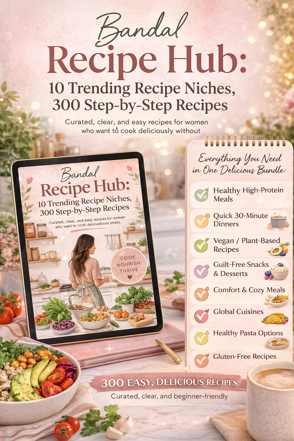 Women's Recipe Bundle: 300 Easy Step-by-Step Meals | Digital Cookbook PDFWomen's Recipe Bundle: 300 Easy Step-by-Step Meals | Digital Cookbook PDF