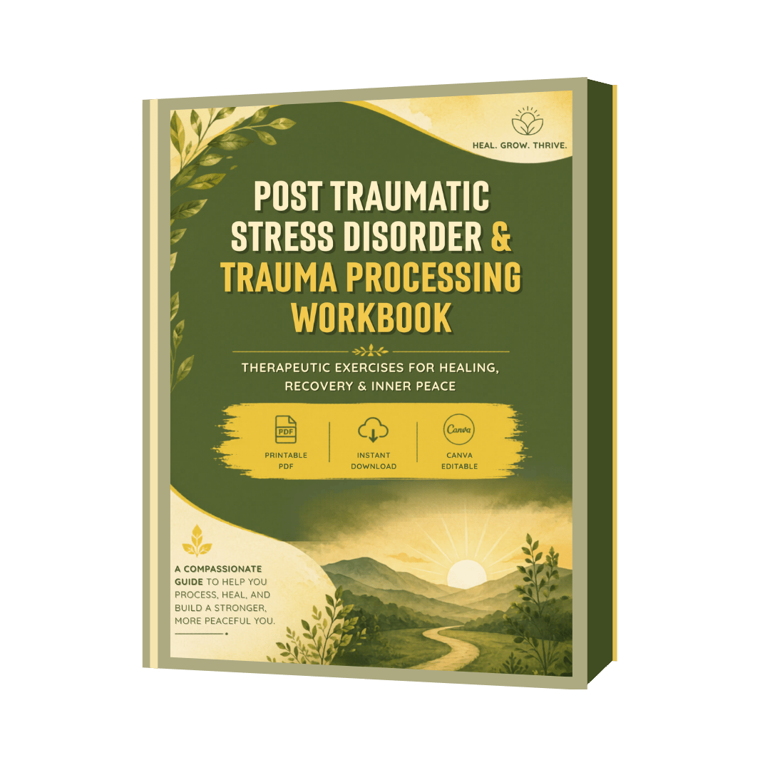 Trauma-informed reflection pages, Safety & grounding exercises, Emotion identification tools, Self-compassion & inner child work, Coping & resilience building pages, Instant PDF download