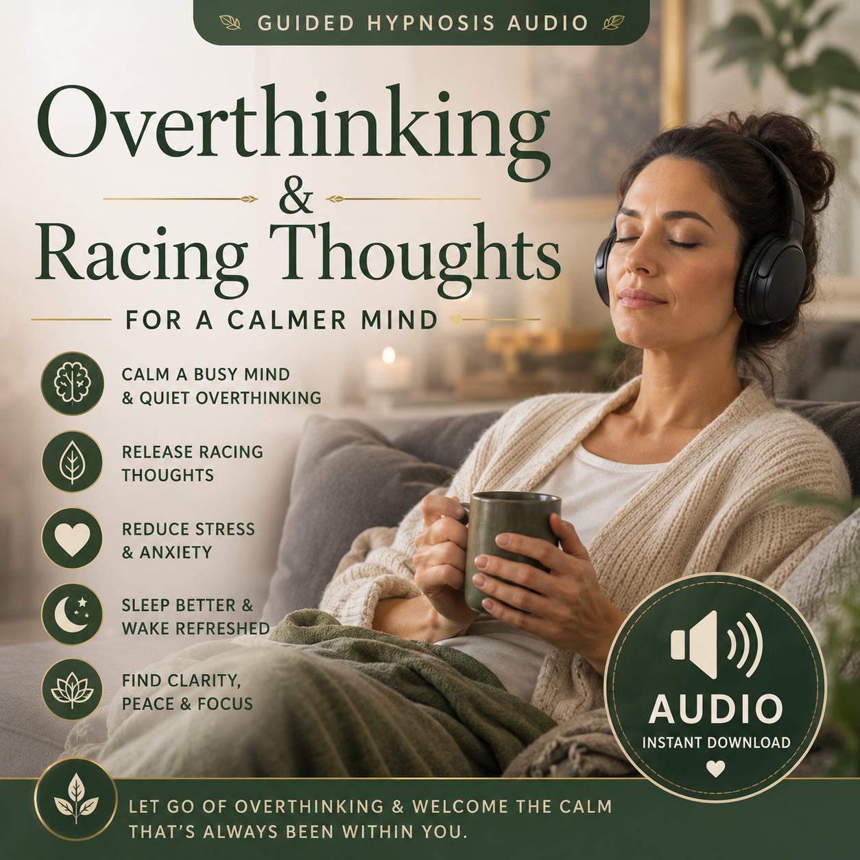 Overthinking Hypnosis Audio | Stop Racing Thoughts & Quiet the Mind ...