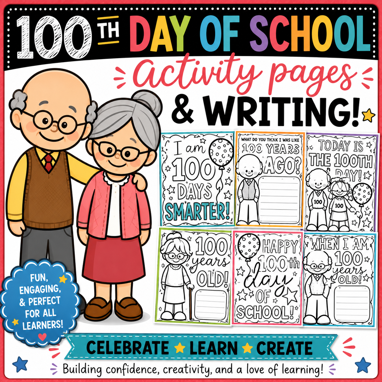 100th Day of School Writing & Coloring Fun | No-Prep Printable Activities