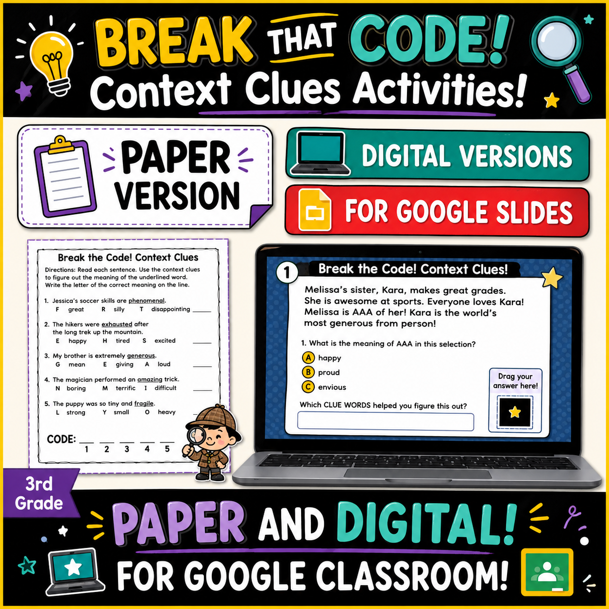 Break That Code! Context Clues | Reading Comprehension & Vocabulary Activity