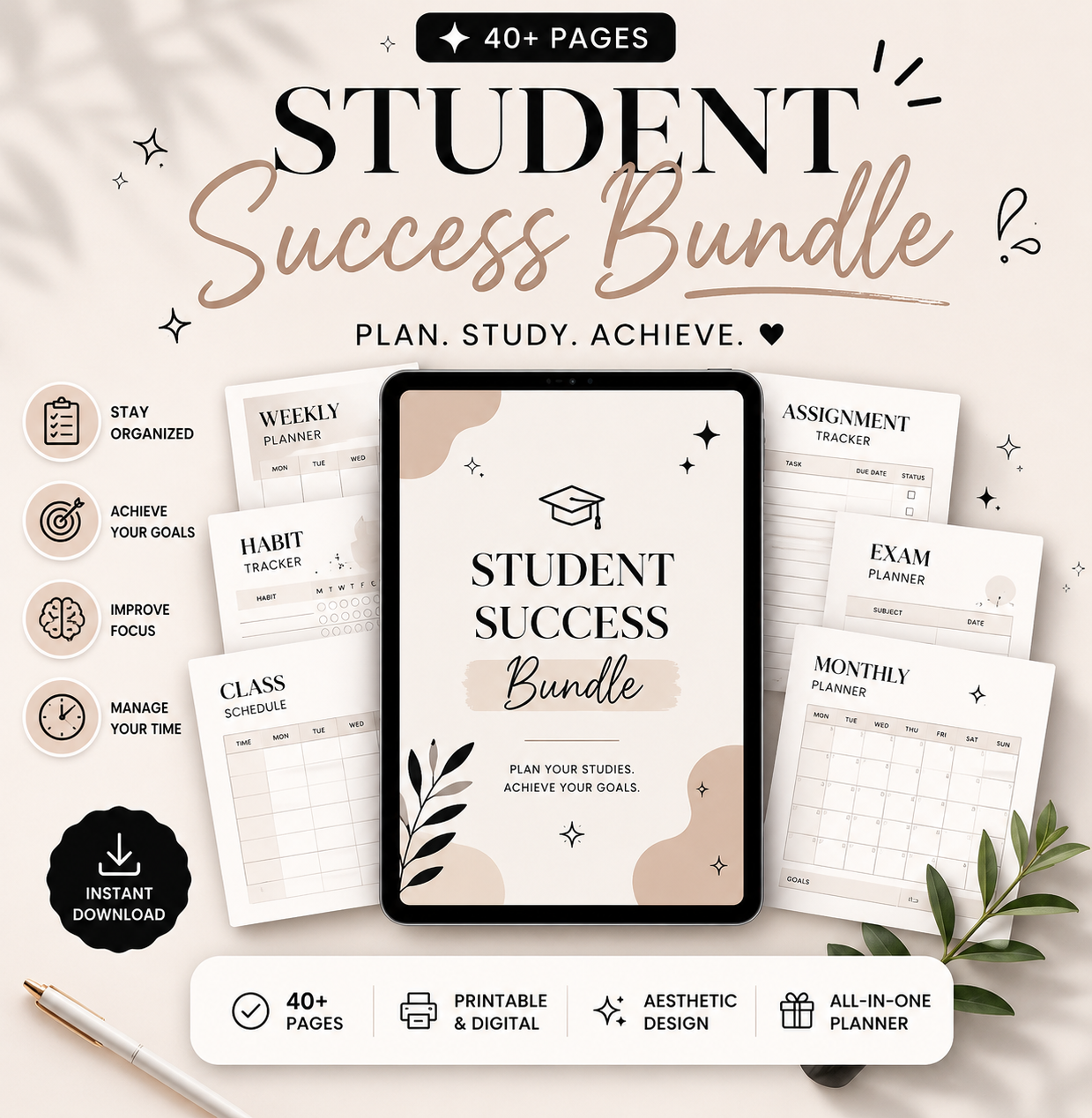🎓 Student Success Bundle | Ultimate Academic Planner for Students - Payhip