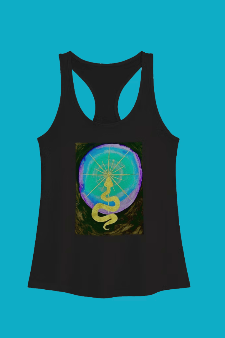 Hand painted watercolor snake tank top