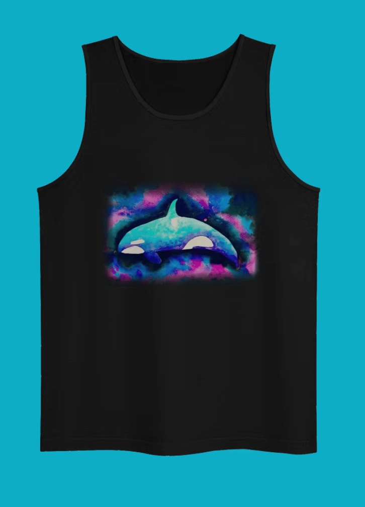 Hand painted Orca watercolor tank top