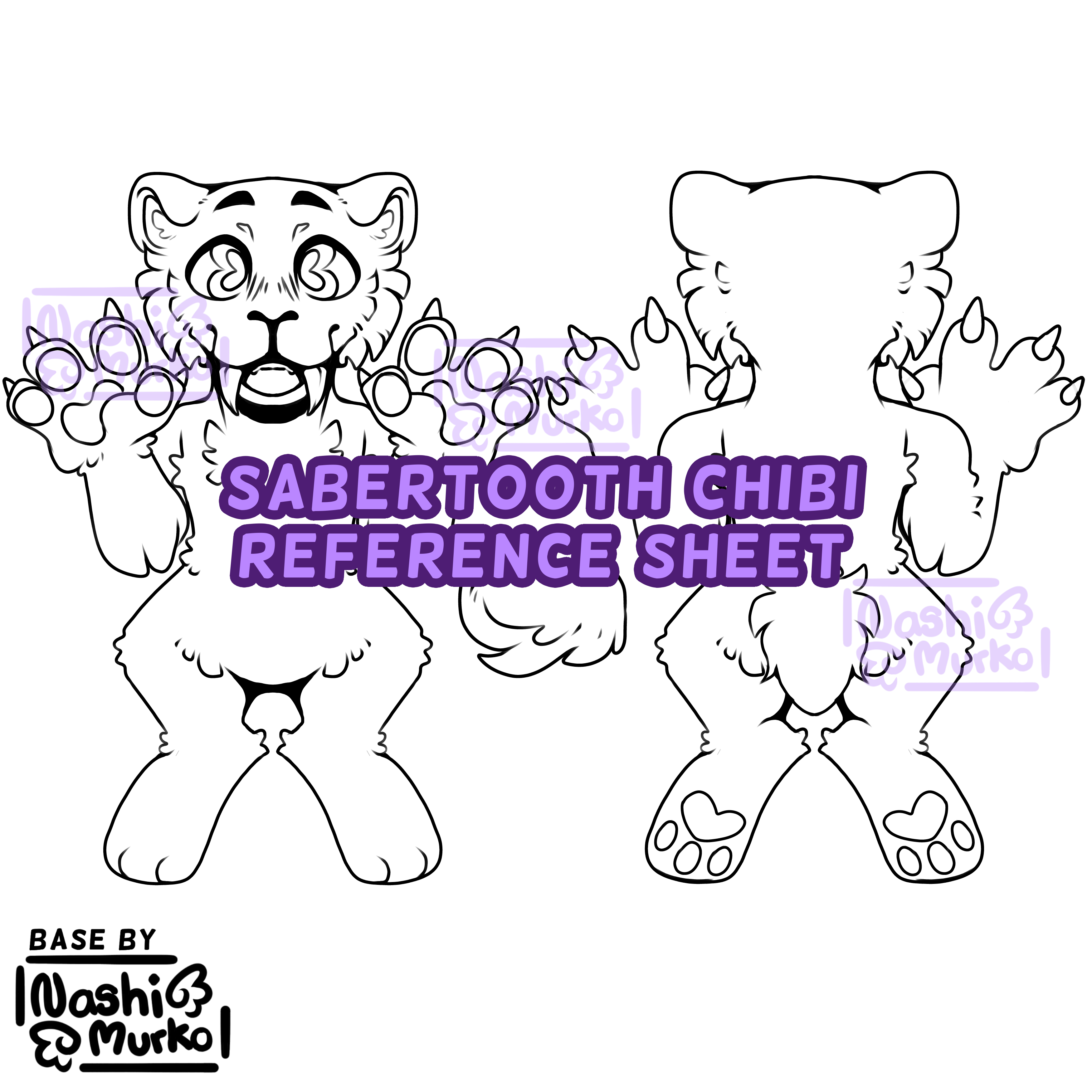 Sabretooth Tiger 2 Sided Chibi Fursona Base - Payhip
