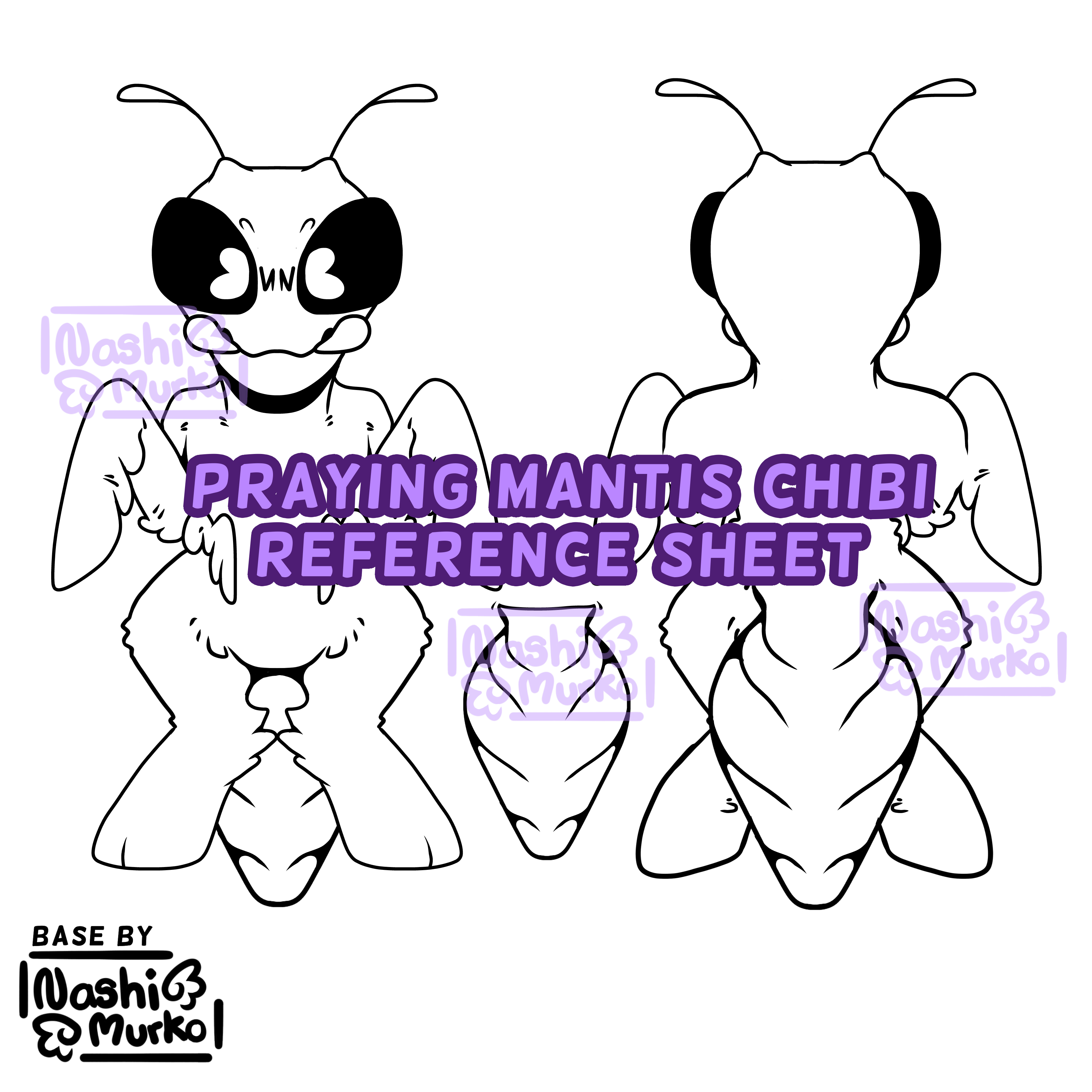 Praying Mantis 2 Sided Chibi Fursona Base - Payhip