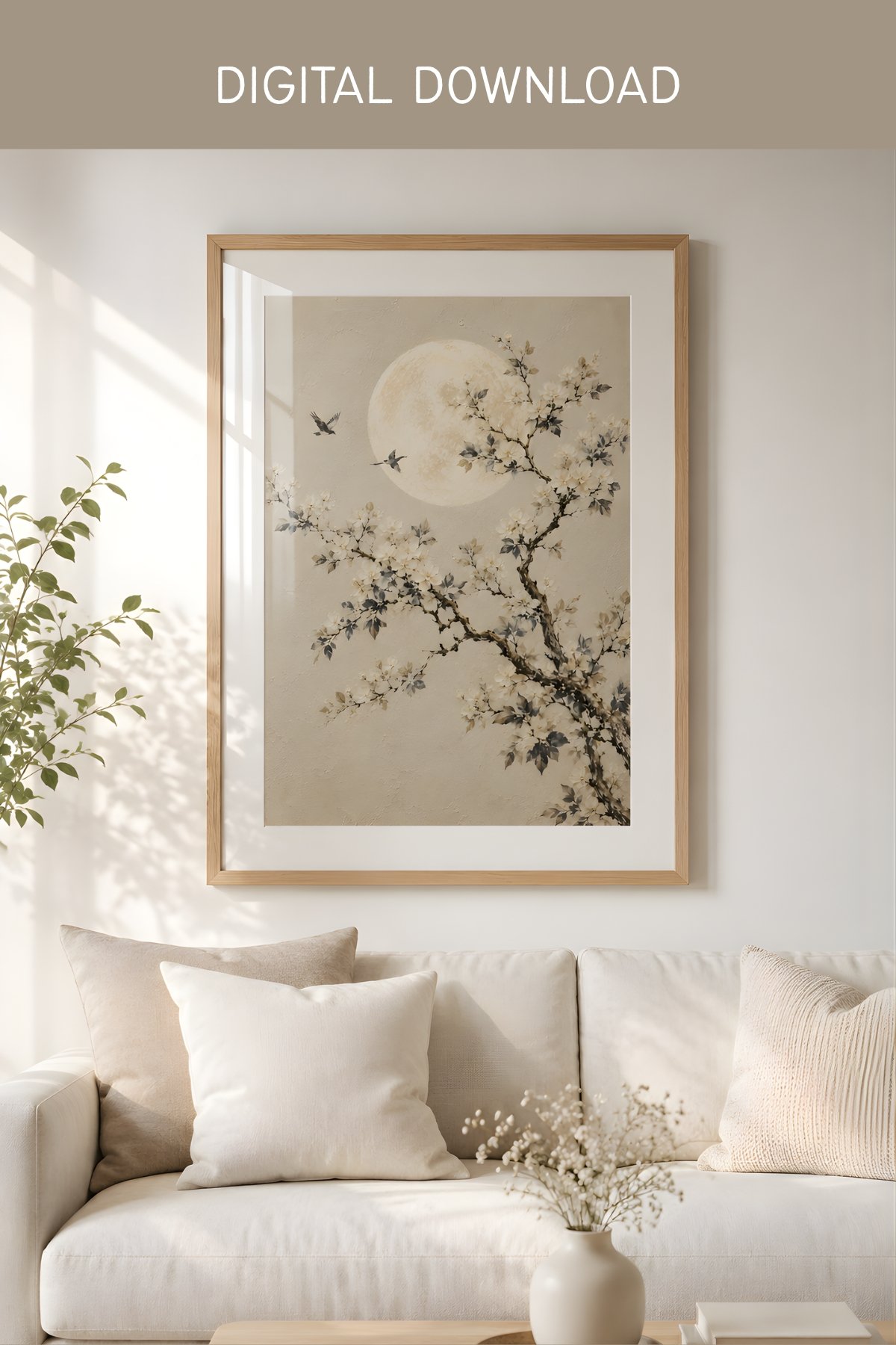 Serenity – Moon and Cherry Blossom Japanese Wall Art | Japanese