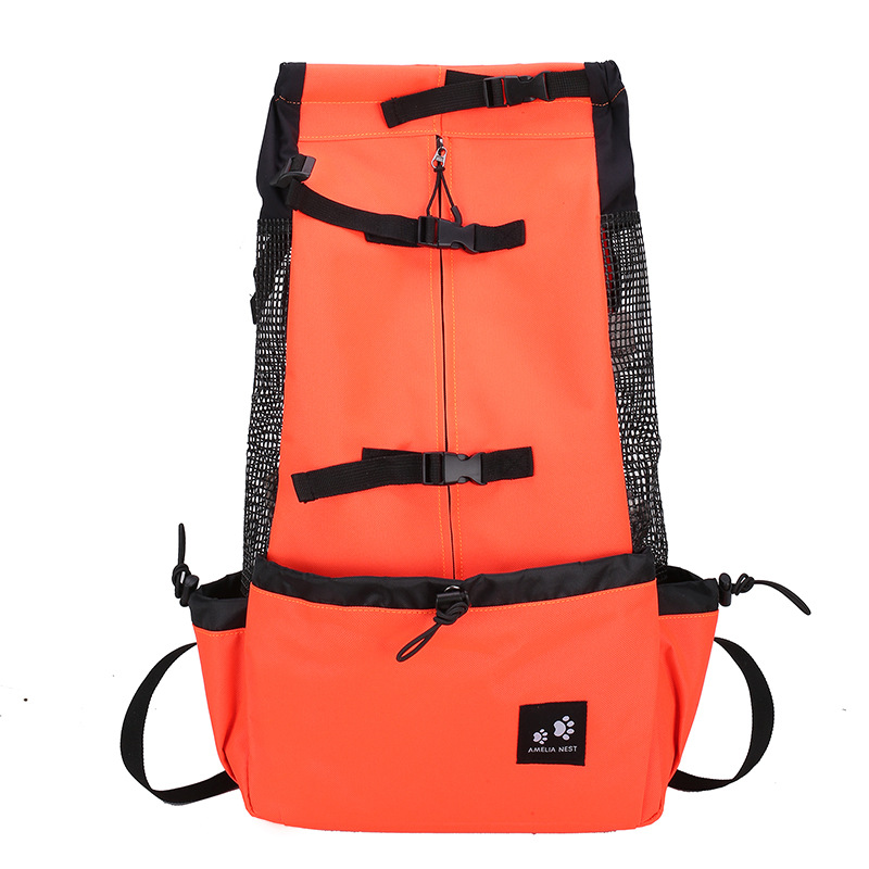 Dog Carrier Backpack in Blue open flat showing inside padding and space for small dogs