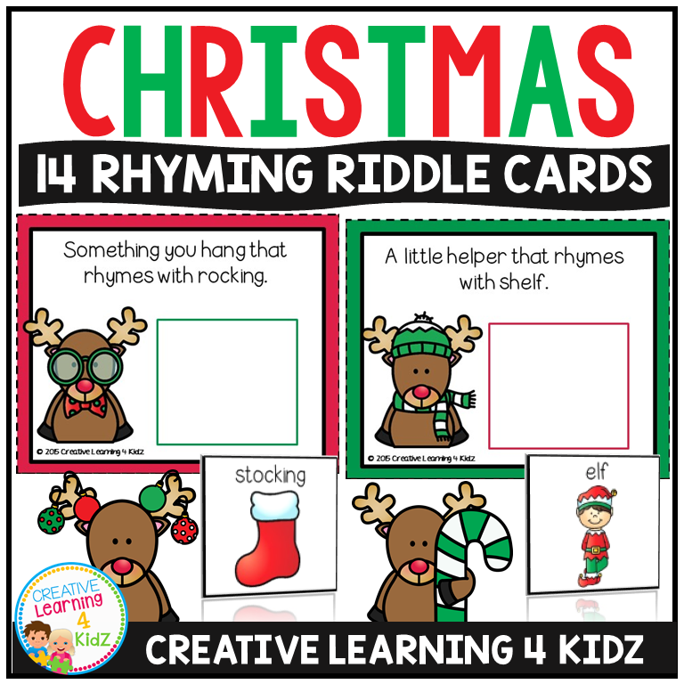 Christmas Rhyming Riddle Cards – Fun Holiday Literacy Center Activity