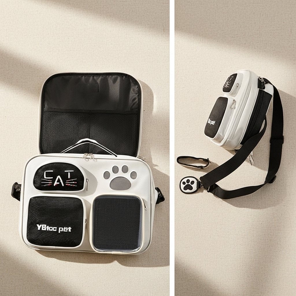 Portable Pet Messenger Bag in Pink front view shoulder carrier for cats and small dogs on white background
