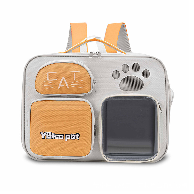 Portable Pet Messenger Bag in Yellow front view shoulder carrier for cats and small dogs on white background