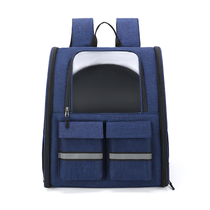 Regular Pet Bag in Gray backpack mode double shoulder straps foldable travel carrier for cats and small dogs on white background