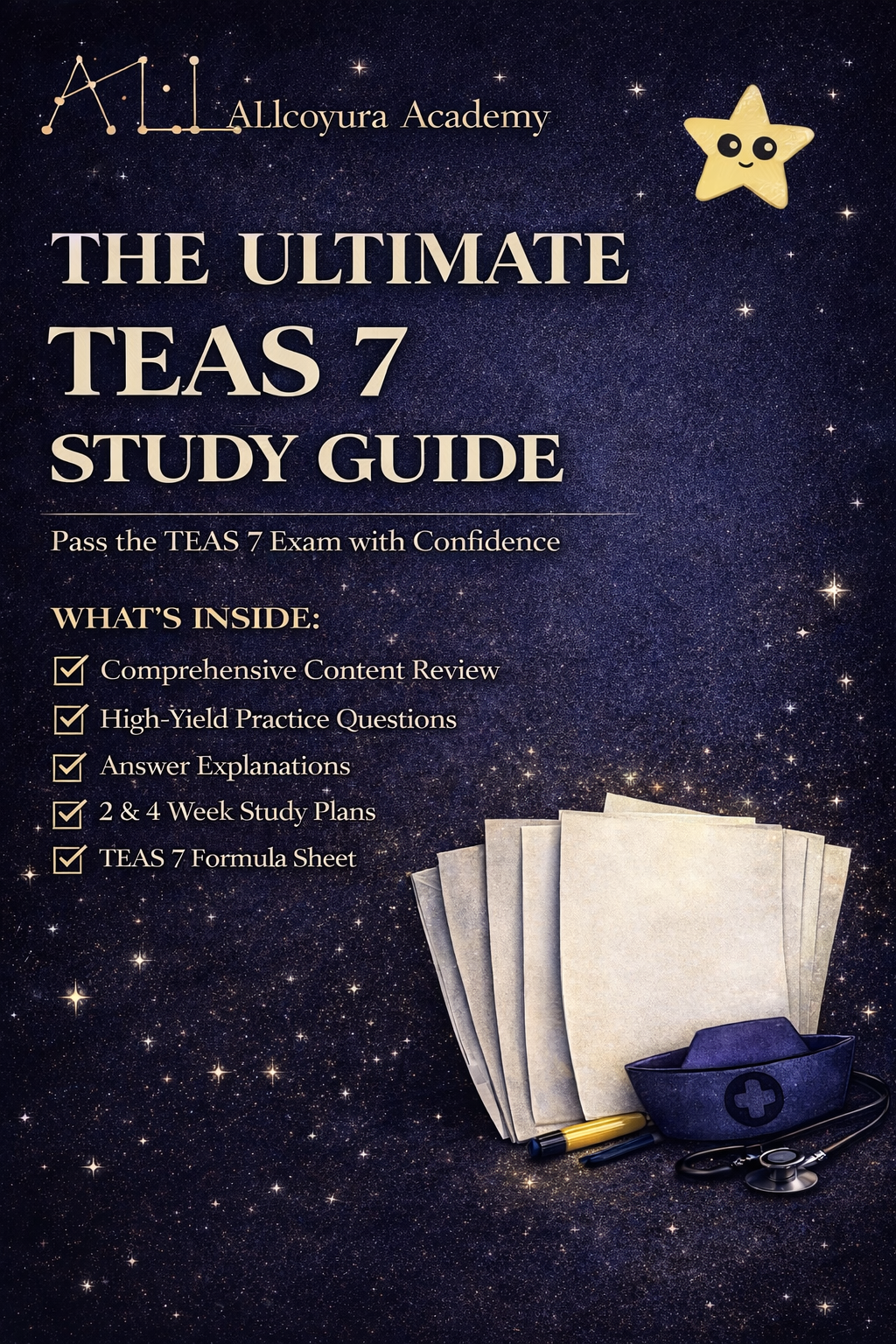 TEAS 7 Study Guide 2026 | Complete ATI TEAS Exam Prep Workbook | Reading, Math, Science & English Practice Questions PDF