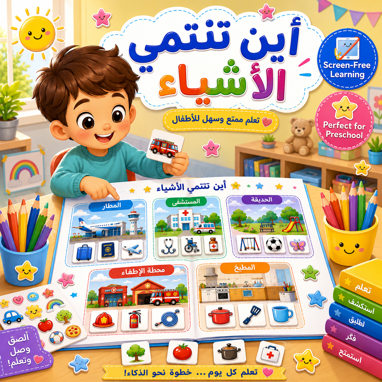 أين تنتمي الأشياء؟ – 30 نشاطًا ممتعًا قابلًا للطباعة للأطفال من عمر 3 إلى 6 سنوات