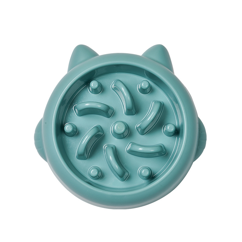 Slow Feeder Bowl in Green bone shape maze pattern for dogs and cats on white background