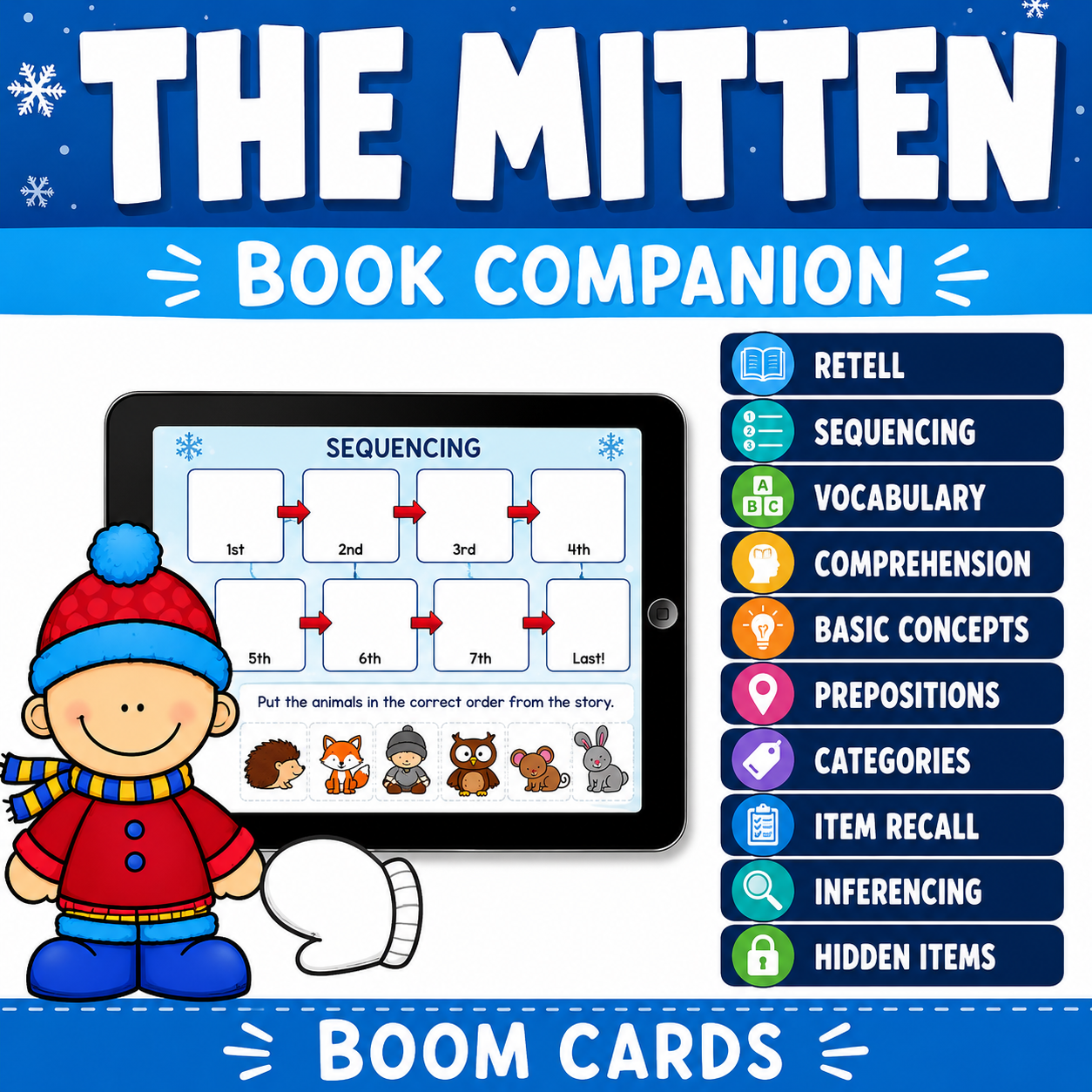The Mitten Book Companion for Boom™ Cards | Interactive Reading Comprehension Activities