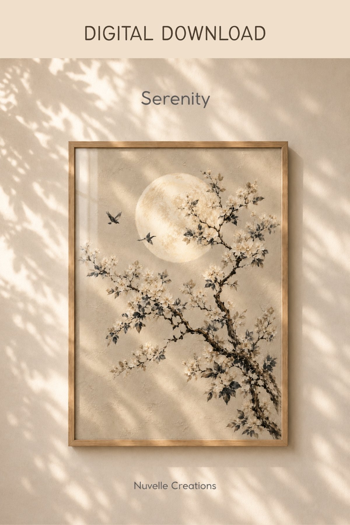 Serenity – Moon and Cherry Blossom Japanese Wall Art | Japanese