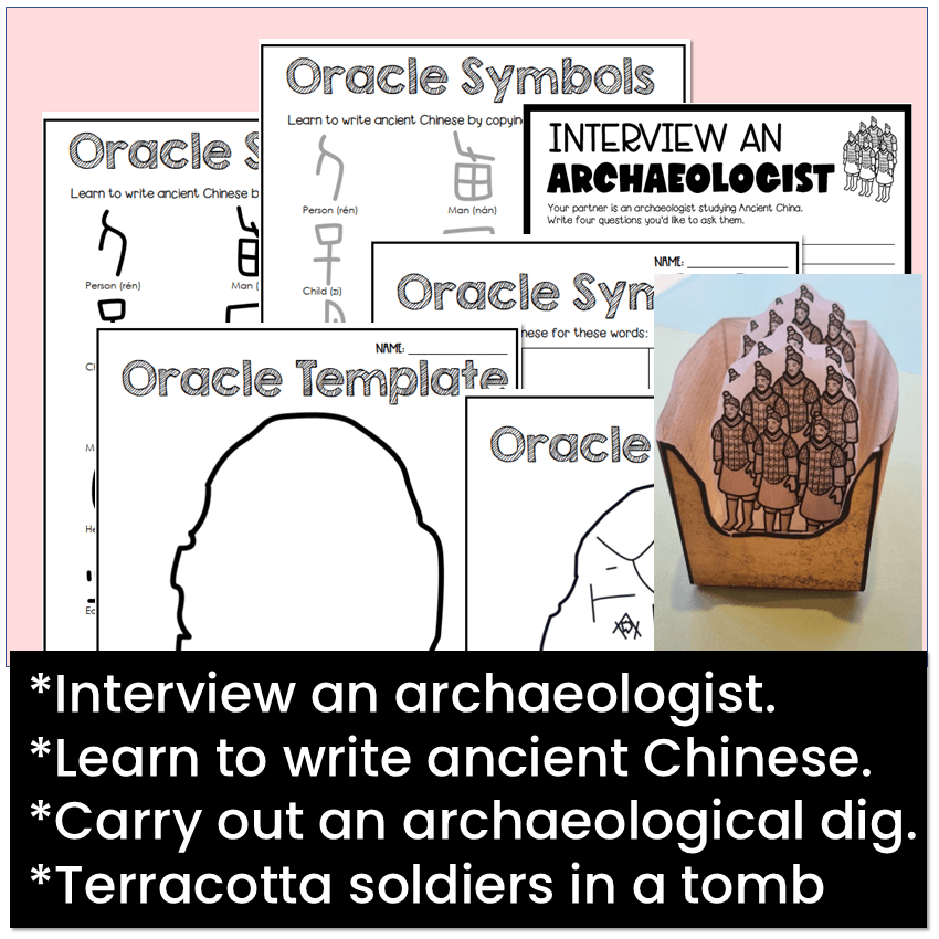 Interview with an archaeologist, learn to write ancient Chinese, carry out an archaeological dig, and make terracotta soldiers in a tomb.