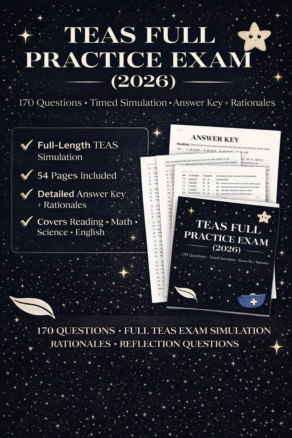 ATI TEAS 7 Full Practice Exam 2026 | 170 TEAS Practice Questions with Rationales | Complete Reading Math Science English Test Simulation PDF