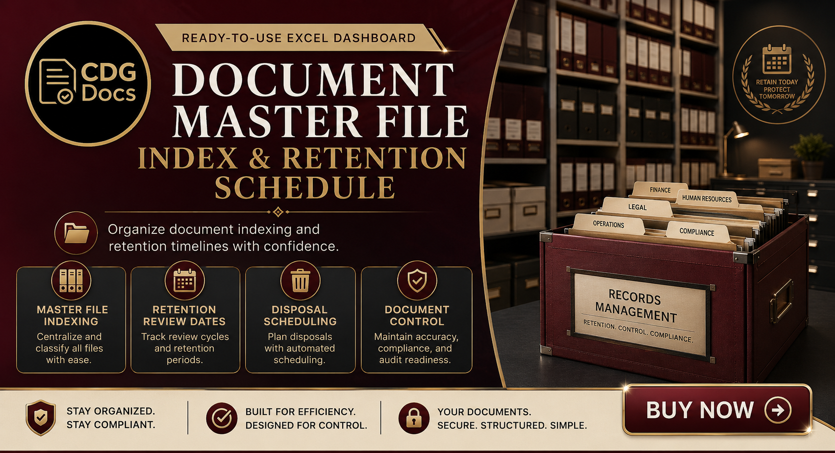 Document Control Excel Dashboard | Master File Index | Record Retention ...