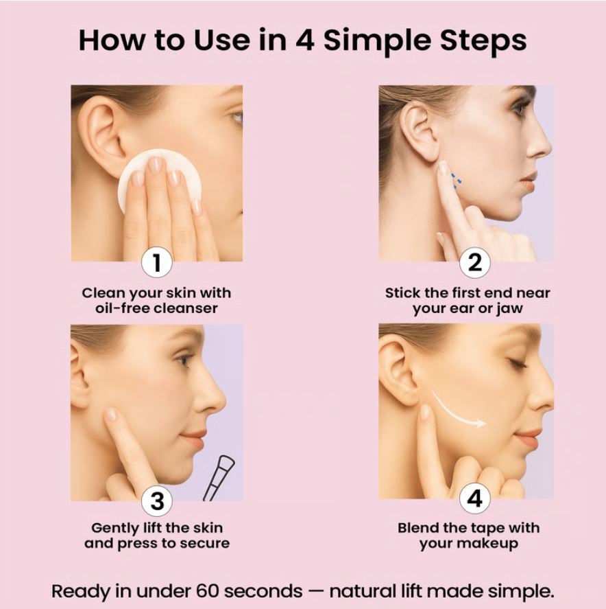Waterproof Invisible Face Lifter Tape, Face Lift Tape, Instant Face Lift, Invisible Face Lift Tape, Face Lifter Tape, Jawline Lift, Non-Surgical Face Lift, Waterproof Face Lift Tape,