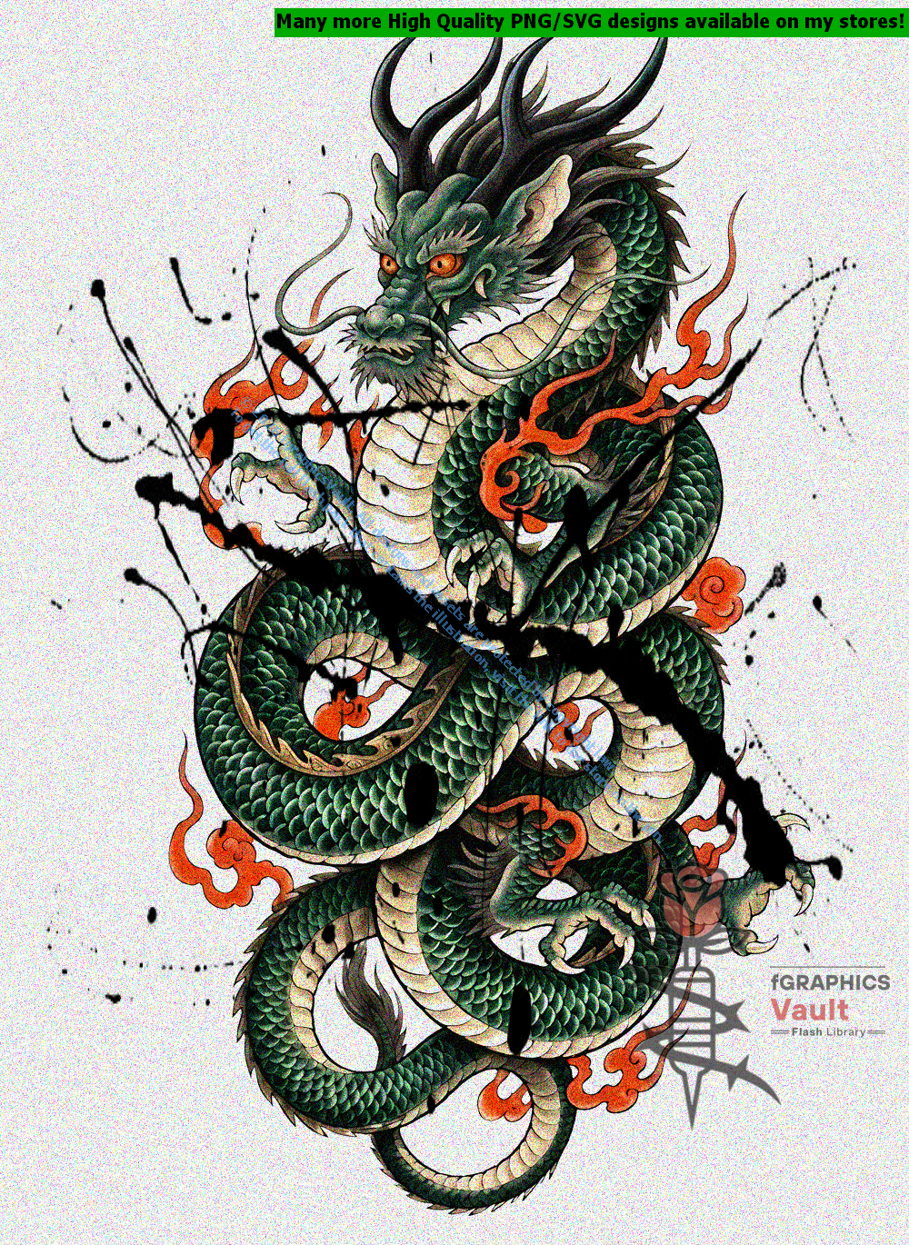 Collection of 16 Japanese dragon tattoo flash designs featuring traditional irezumi artwork, detailed dragon motifs, and professional tattoo reference illustrations.
