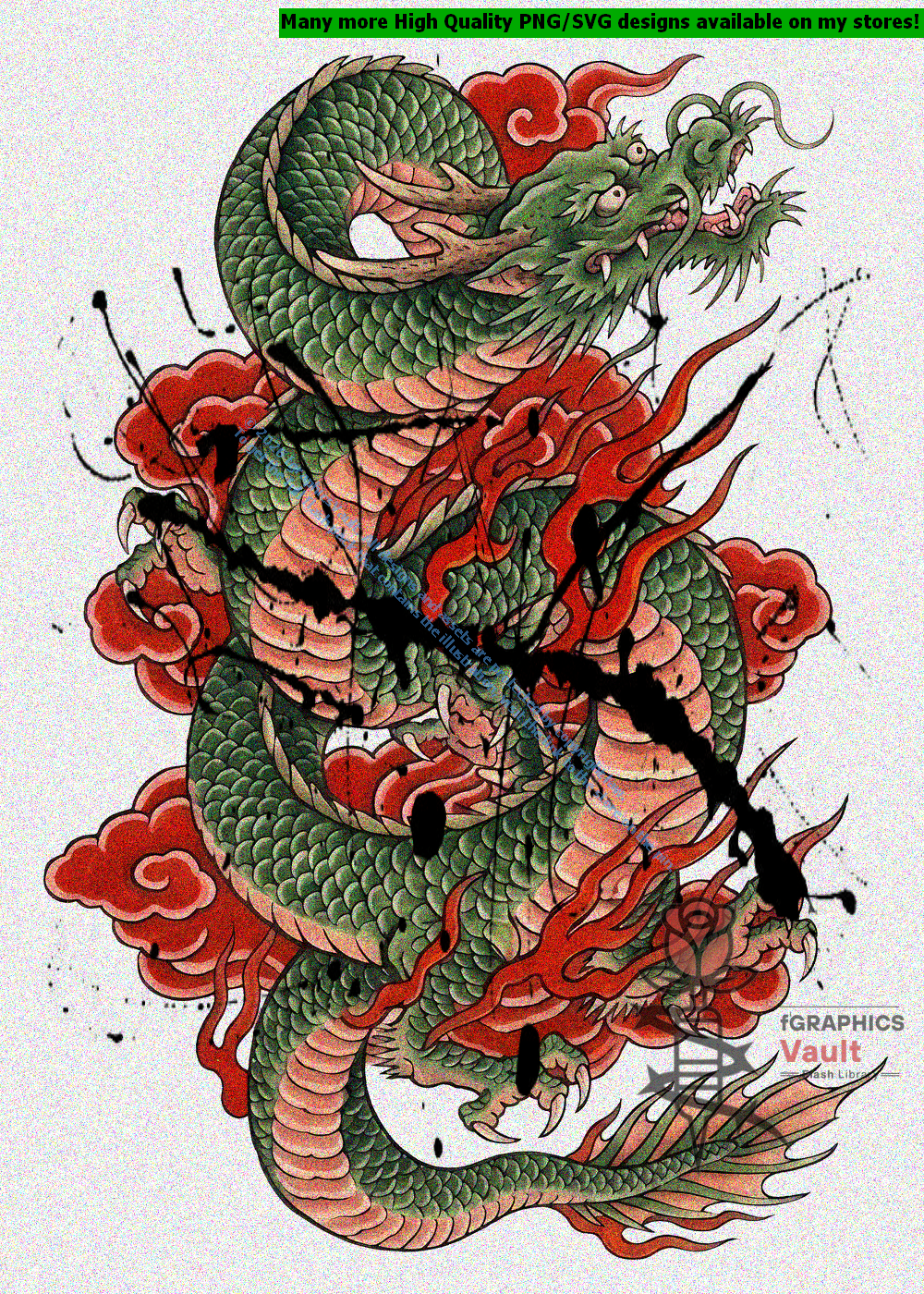 Collection of 16 Japanese dragon tattoo flash designs featuring traditional irezumi artwork, detailed dragon motifs, and professional tattoo reference illustrations.