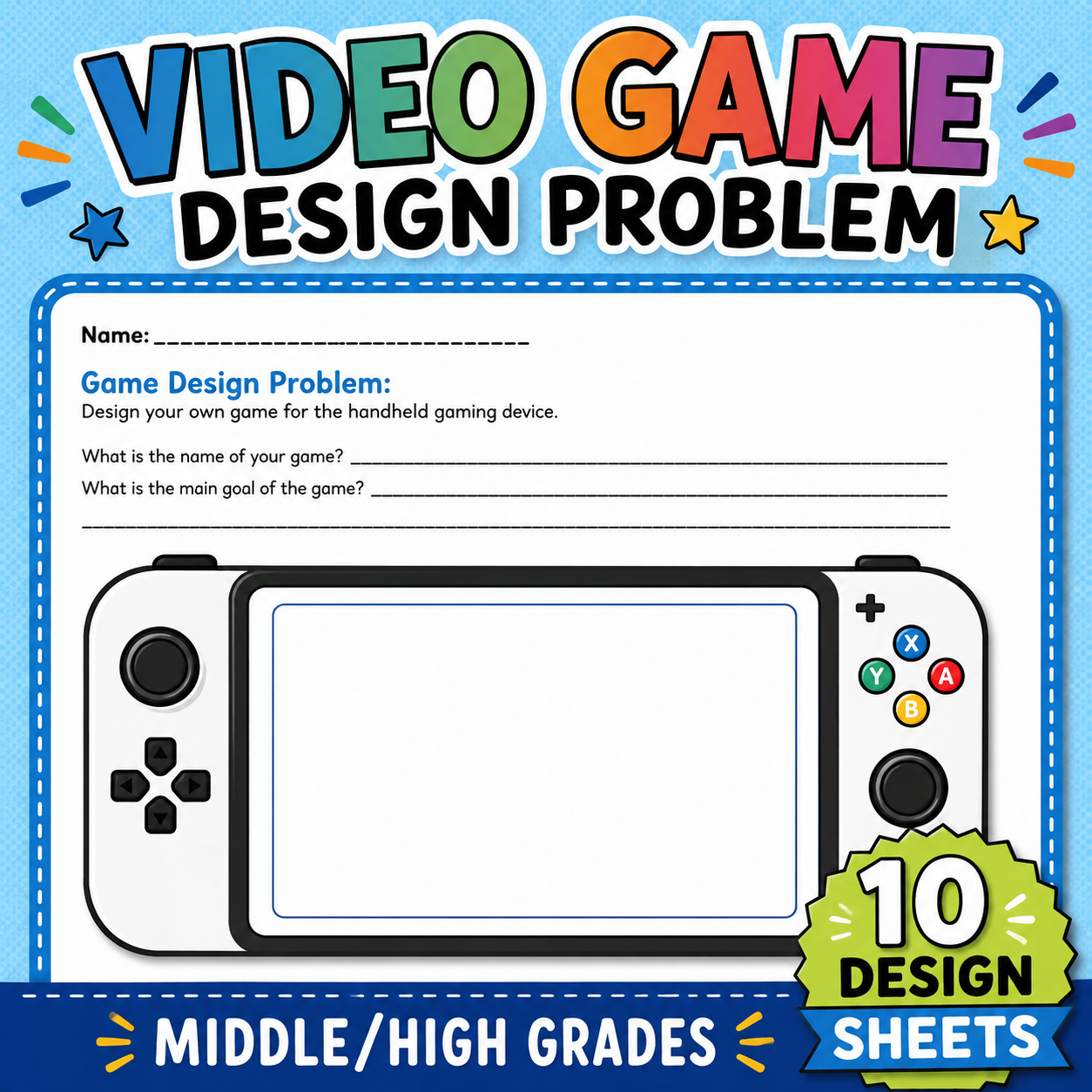 Video Game Design Worksheets Bundle | 10 Creative Activities for Middle & High School