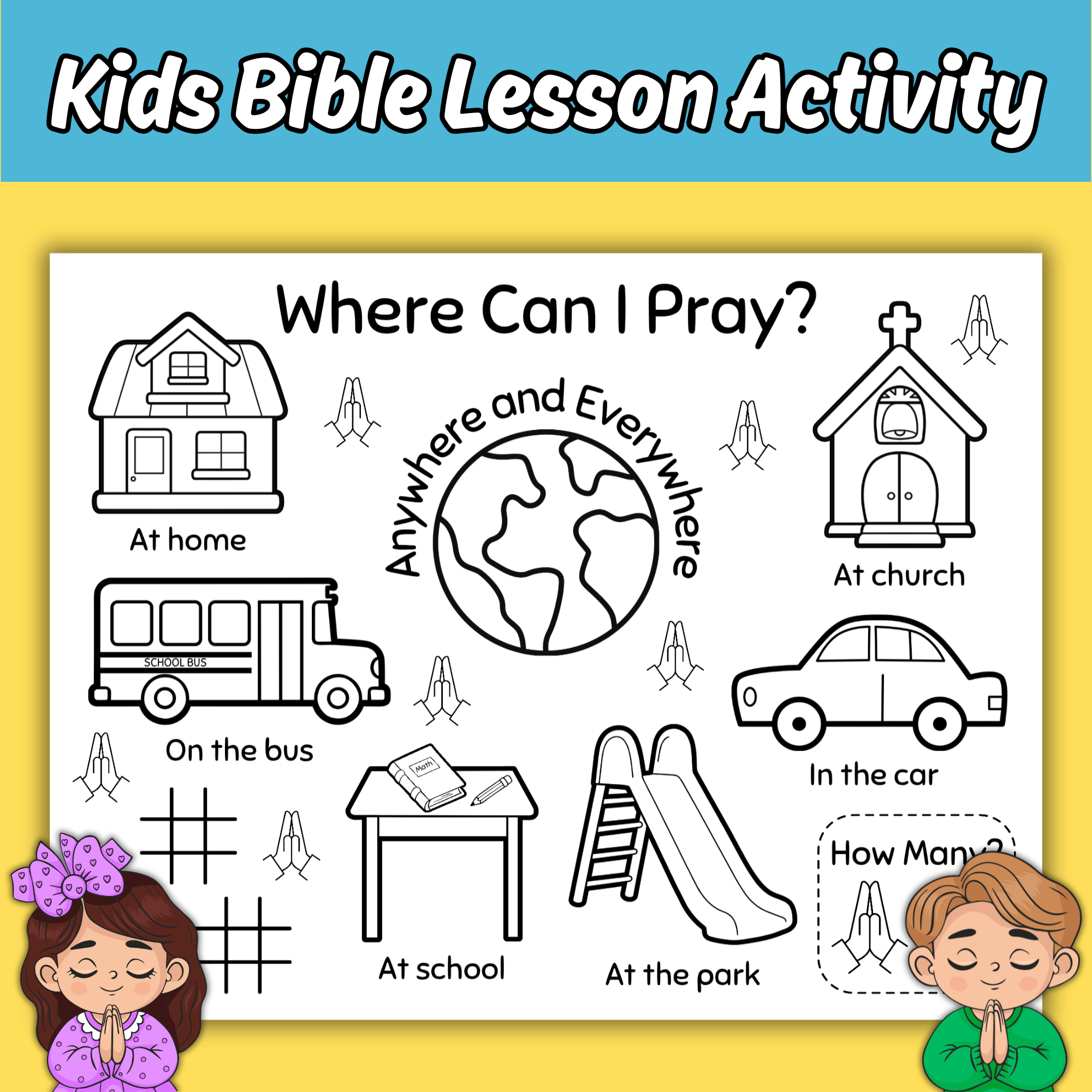 Where Can I Pray Bible Lesson Activity Sheet Printable