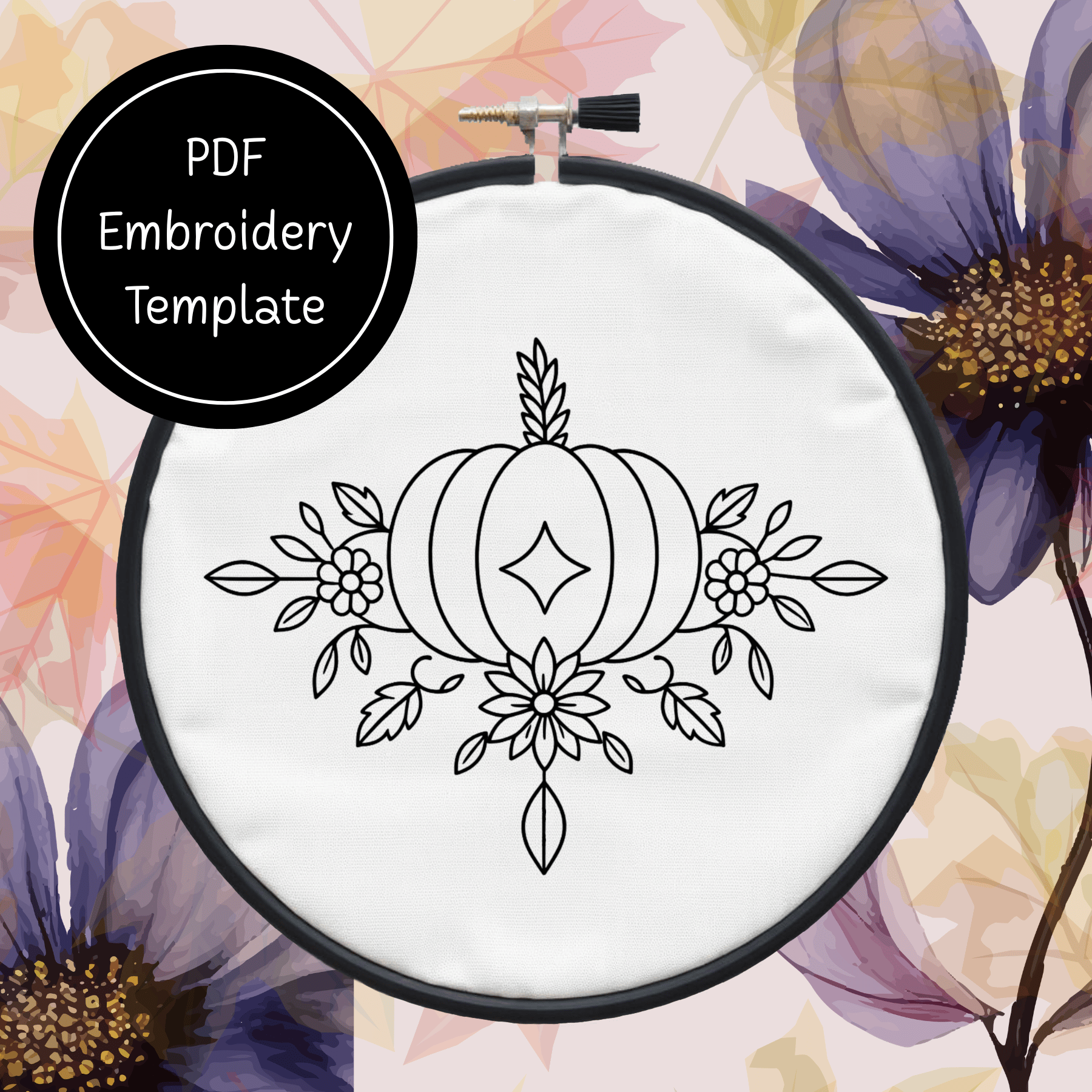 Fall Pumpkin Motif - Hand Embroidery Template - Instant Download - Payhip