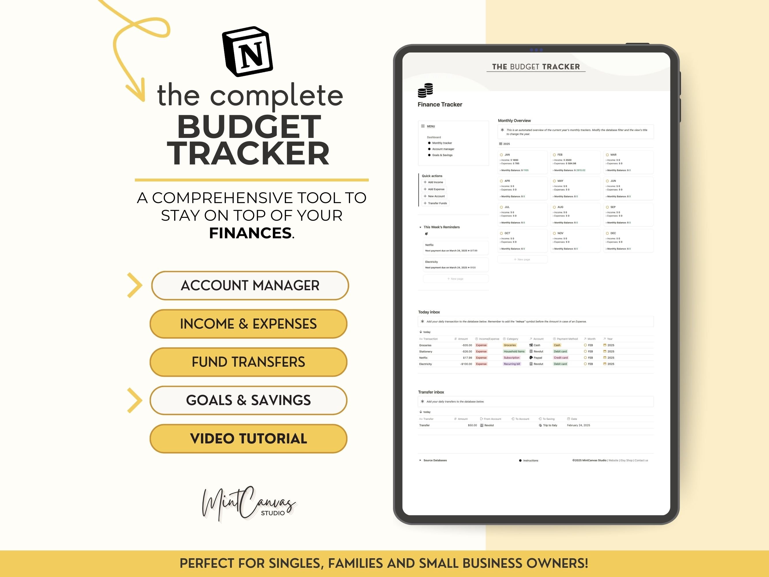 Notion Budget Tracker Template Annual Finance Planner Monthly Income ...