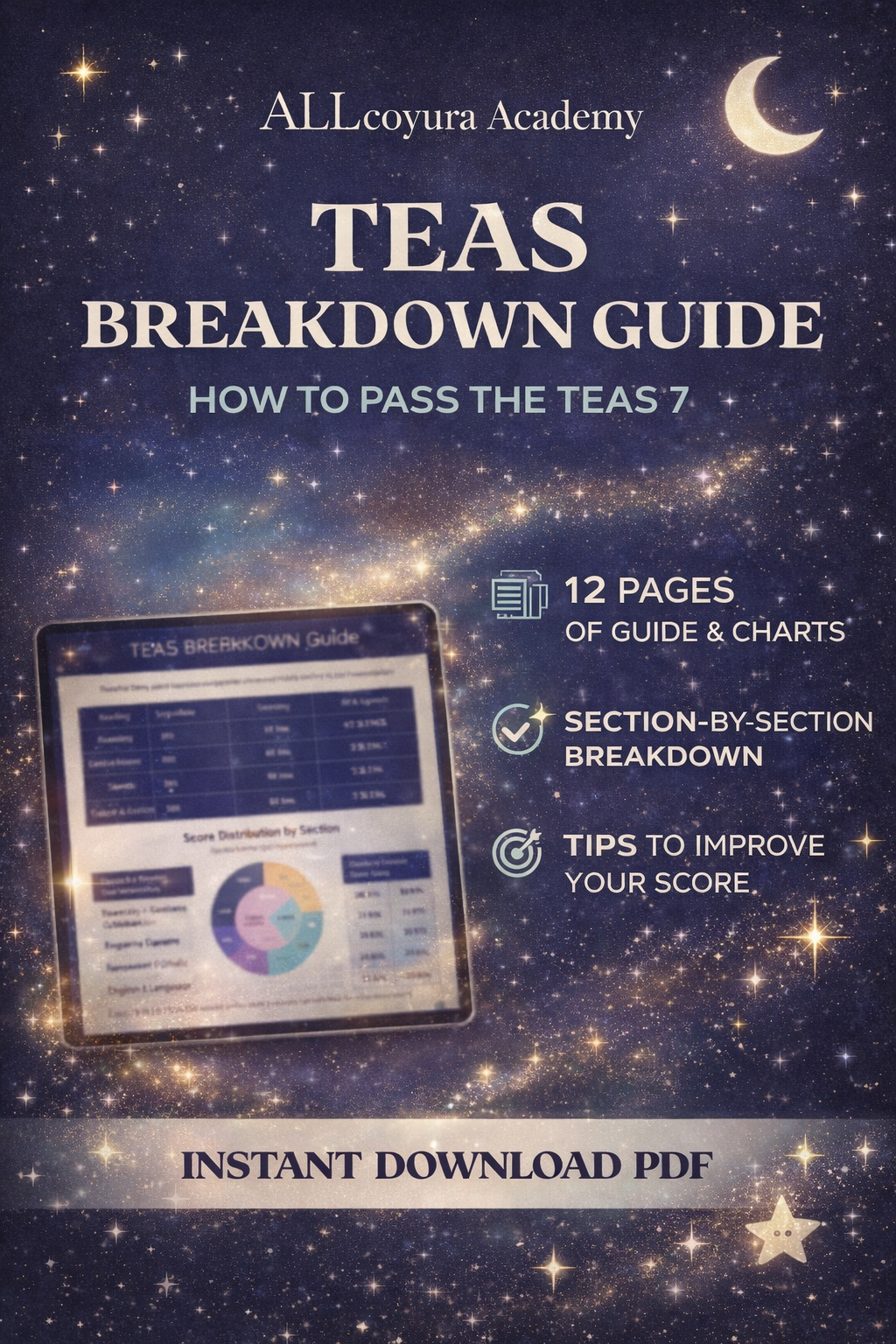 ATI TEAS 7 Study Guide | Complete TEAS Exam Breakdown, 8-Week Study Plan, Reading, Math, Science & English Prep PDF