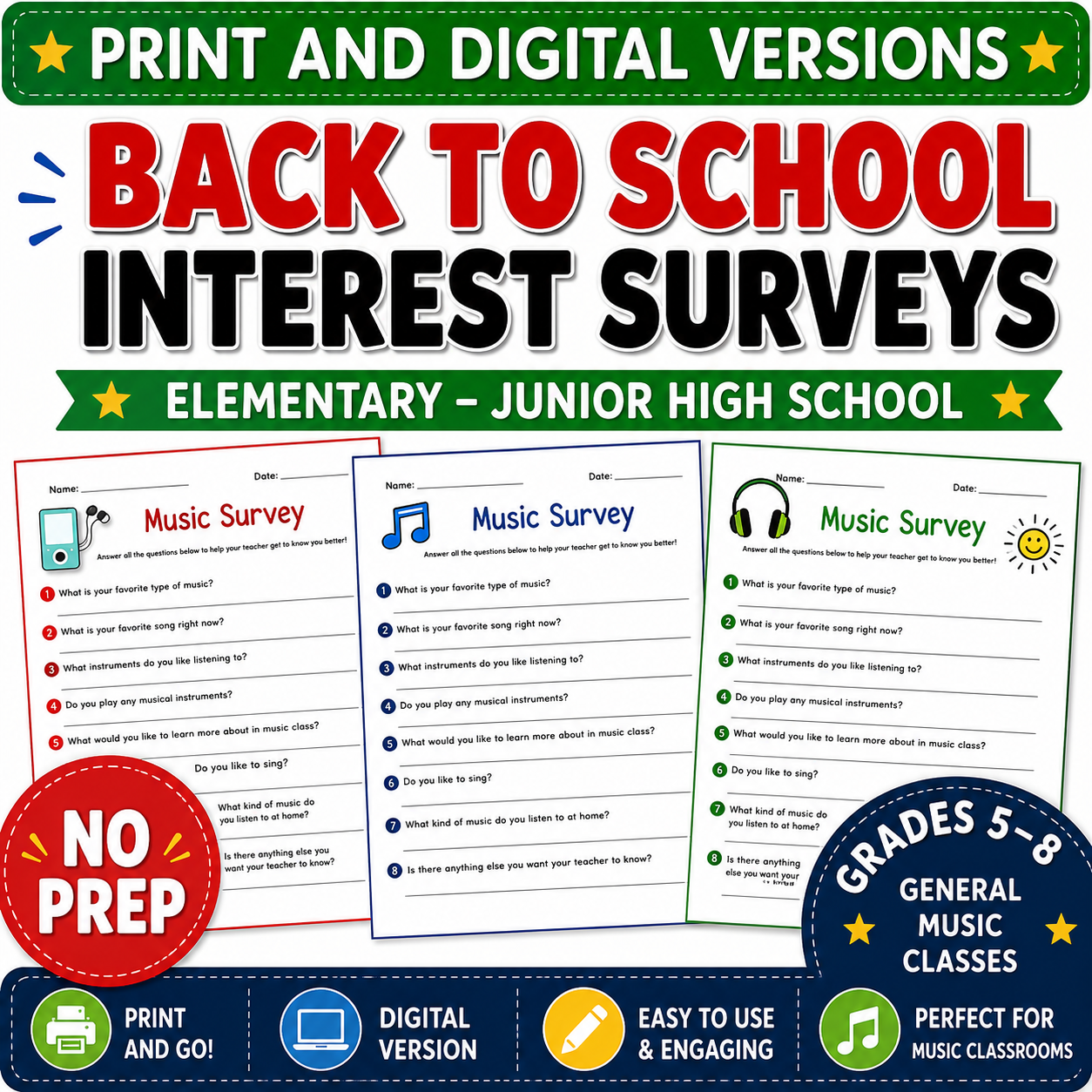 Back-to-School Music Activities | General Music Class Lessons & Digital Resources